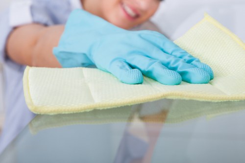 Trained carpet cleaning staff working safely with protective gear
