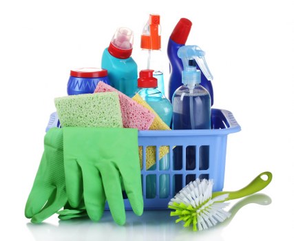 Local cleaning professional in Cr0 sanitising a bathroom